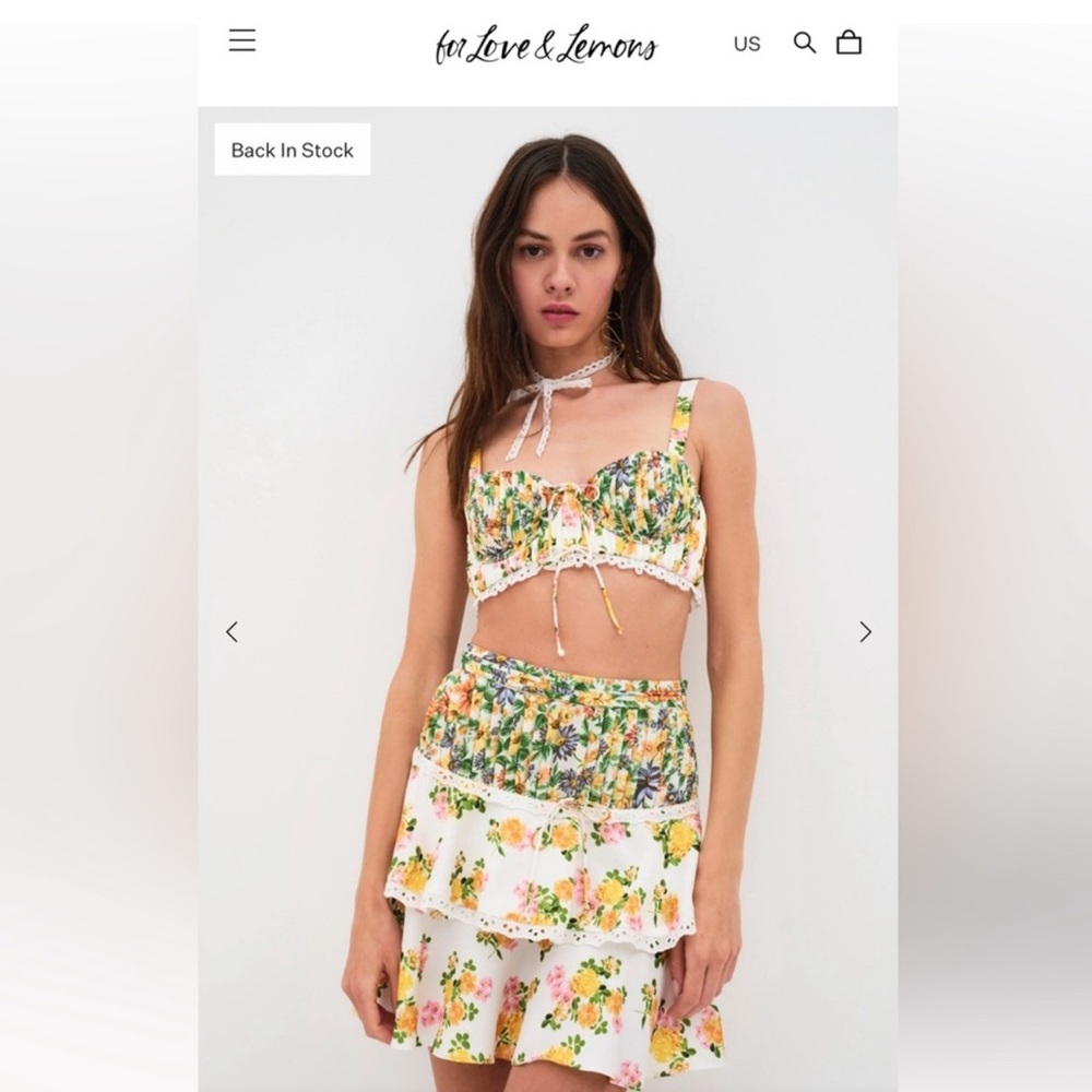 NWT For Love and Lemons Rosalyn skirt set Size: Medium - Picture 4 of 10